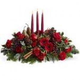 Basket Of 15 Red Flowers With 3 Candles